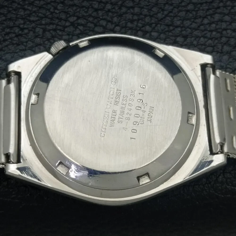 Vintage 1981 Citizen Automatic Mens Silver Watch W/daydate & Black accents